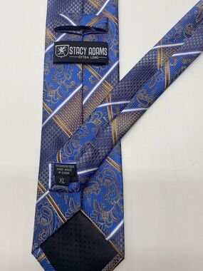 Stacy Adams Blue & Gold Patterned Men's Tie #0012